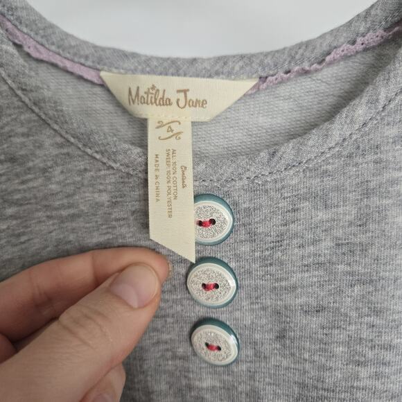 Matilda Jane Whiskers Dress Girls Sz 4 Gray with Tulle - Picture 5 of 8